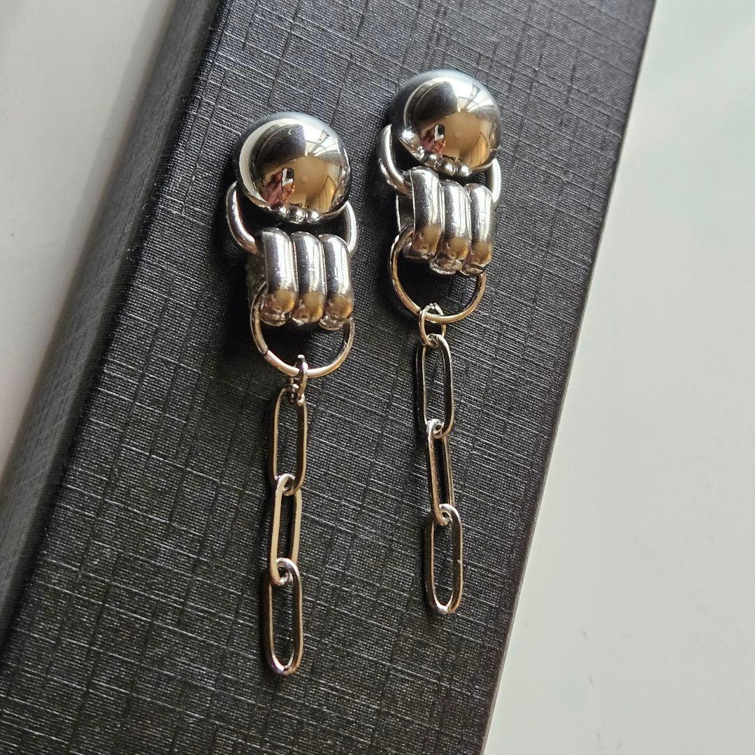 シルバーピアス カボションピアス ロングピアス ニッケルフリーピアス 1点物