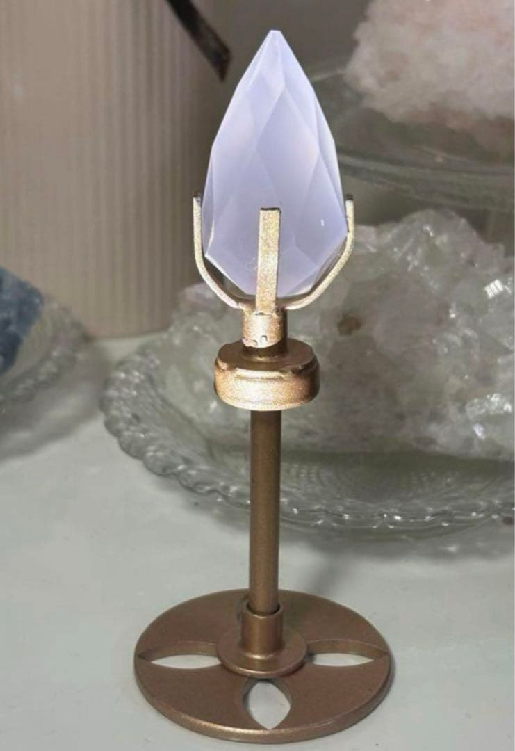 最終値下げ　高品質　回るスタンド　ローズクォーツ　キャンドル　ファセットカット