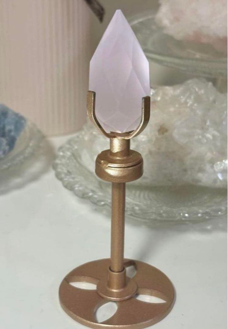 最終値下げ　高品質　回るスタンド　ローズクォーツ　キャンドル　ファセットカット
