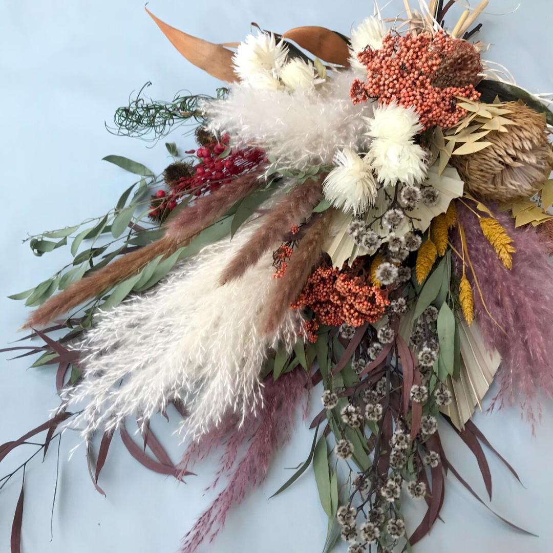 約60cm・ブリックオレンジのワイルドロングスワッグ　ふっくら LLタイプ