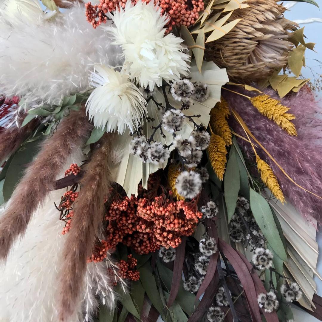 約60cm・ブリックオレンジのワイルドロングスワッグ　ふっくら LLタイプ