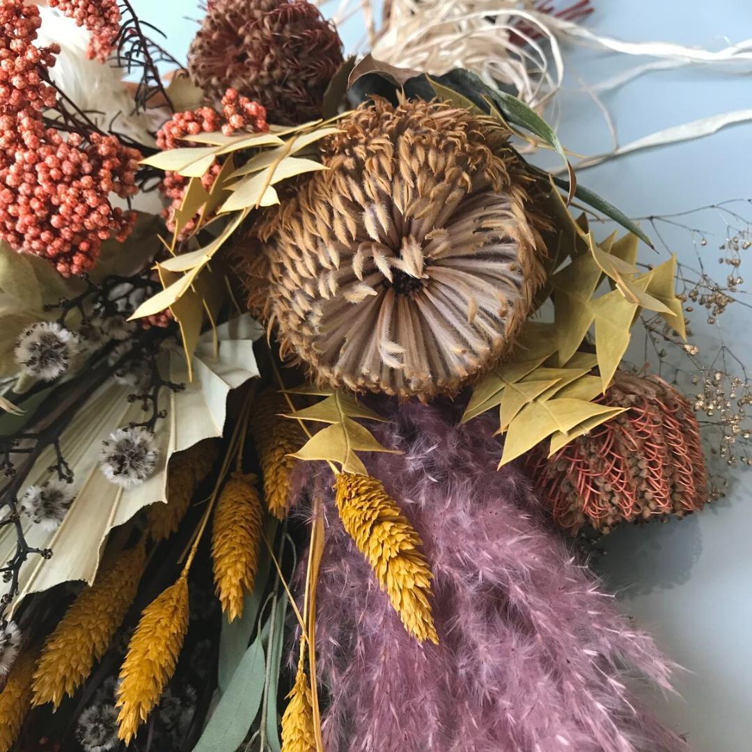 約60cm・ブリックオレンジのワイルドロングスワッグ　ふっくら LLタイプ