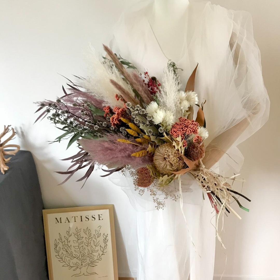 約60cm・ブリックオレンジのワイルドロングスワッグ　ふっくら LLタイプ