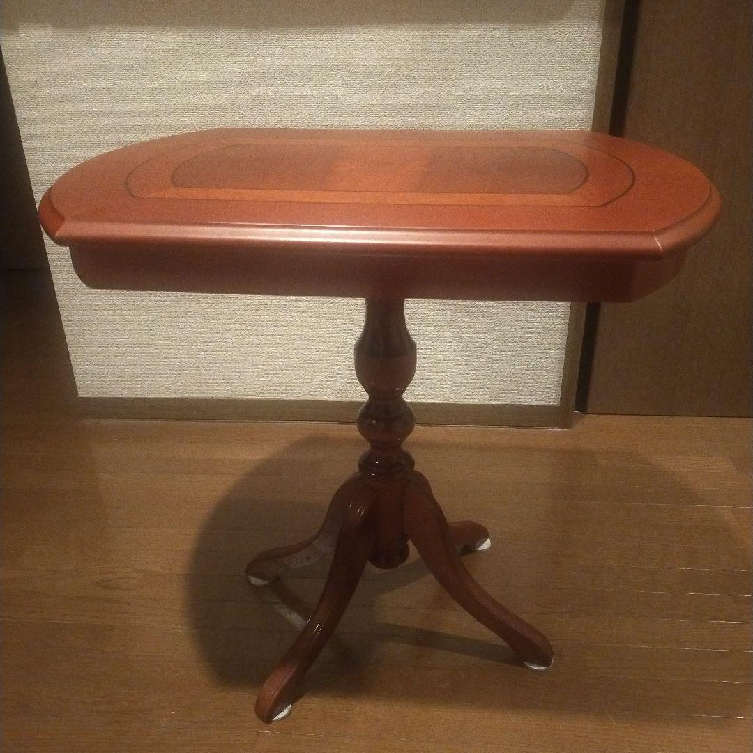 イタリア製クラシカル家具 象嵌装飾 サイドテーブル カフェテーブル オーバル風