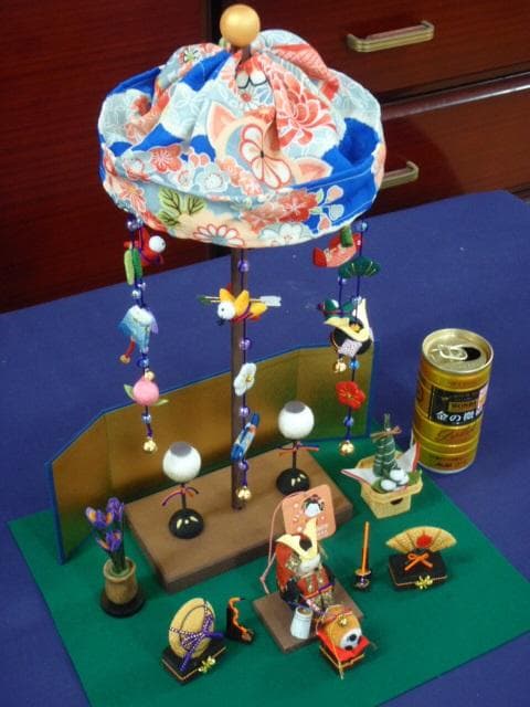 即納！●新品♪高さ37cm ちりめん五月人形 吊るし輪飾り 兜飾り 京都龍虎堂製
