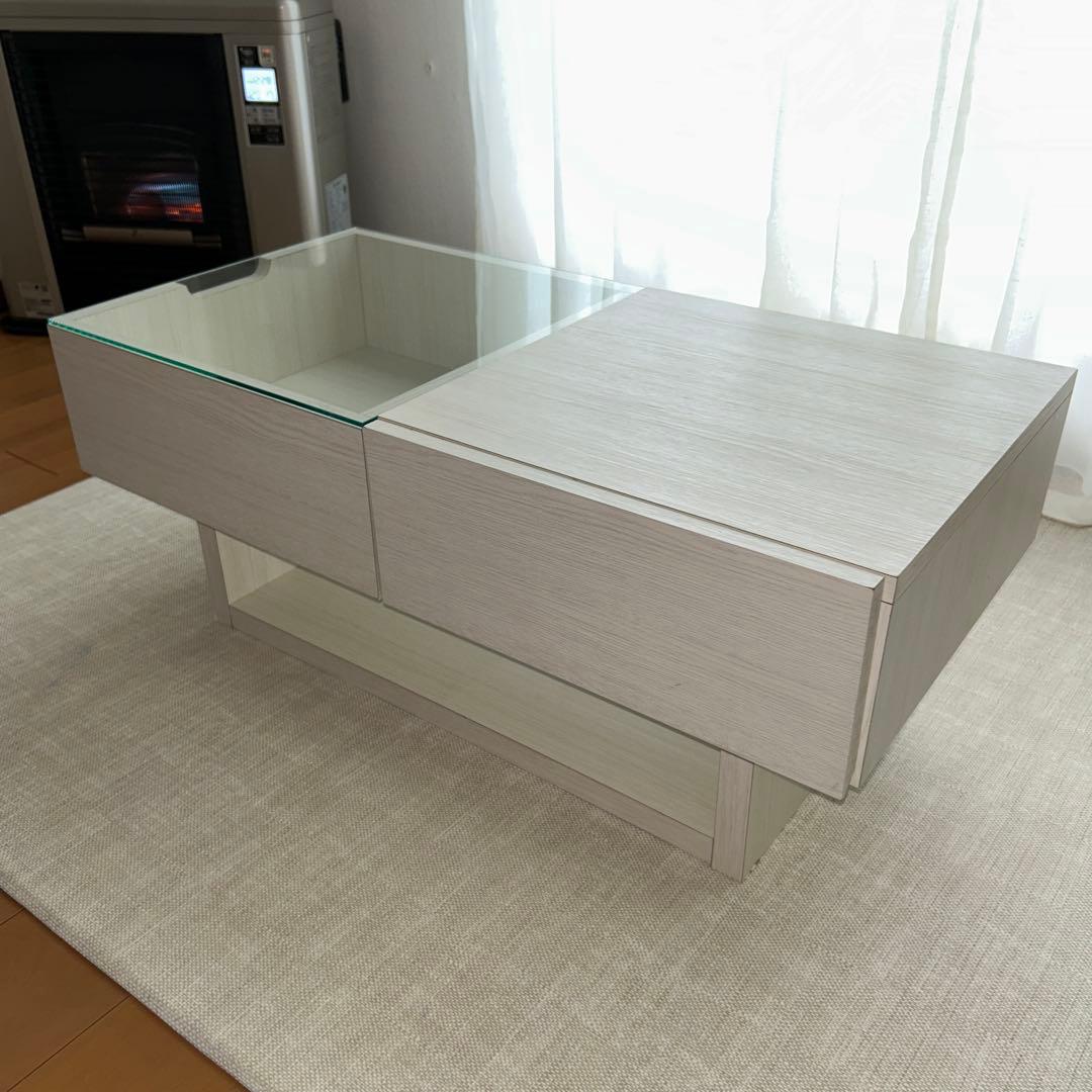 Francfranc パセ ローテーブル 引き出し付き 白 北欧 韓国