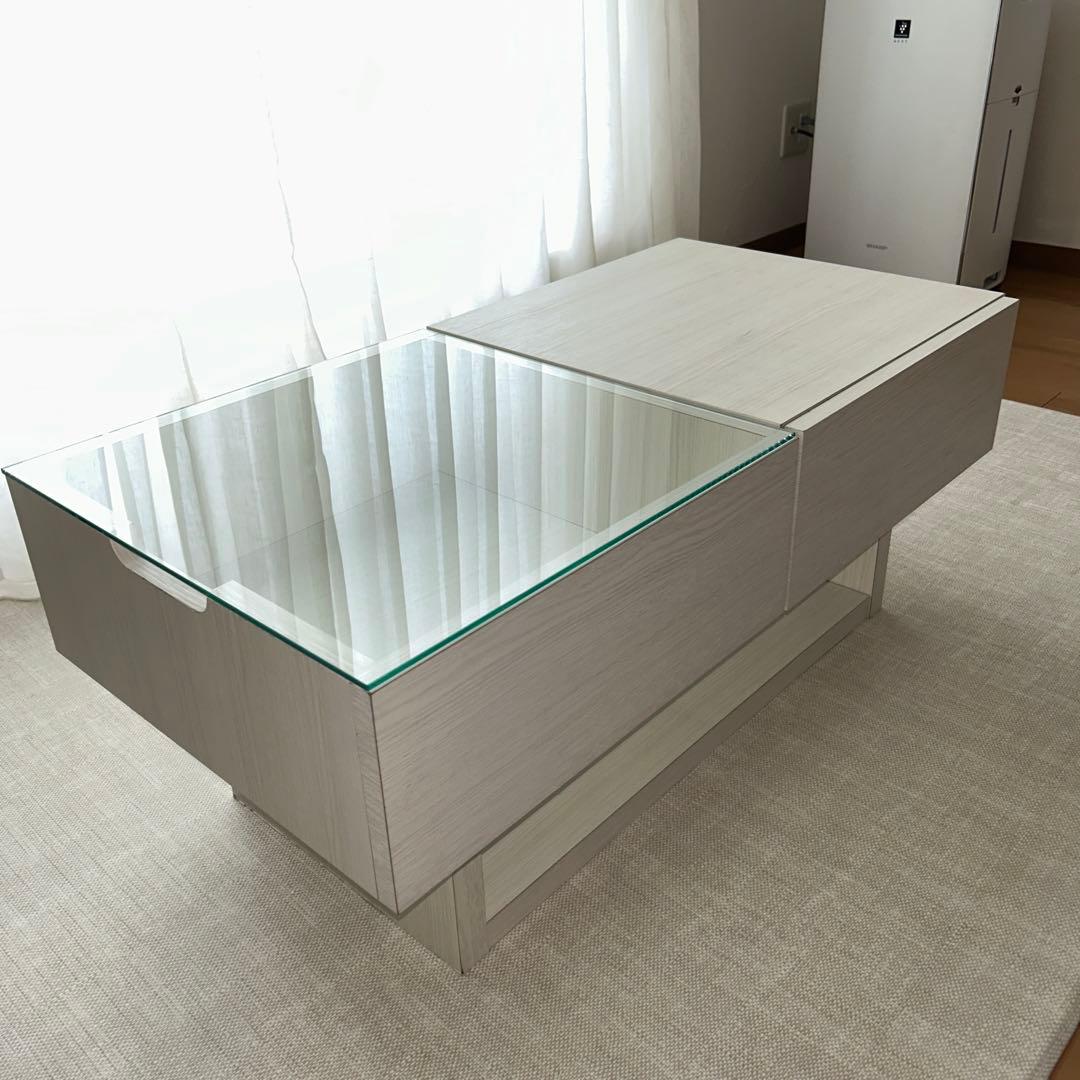 Francfranc パセ ローテーブル 引き出し付き 白 北欧 韓国