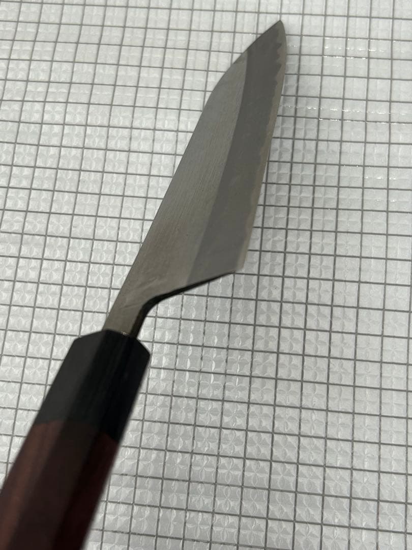 包丁 三徳 165mm 安来鋼青紙二号 紫檀八角柄