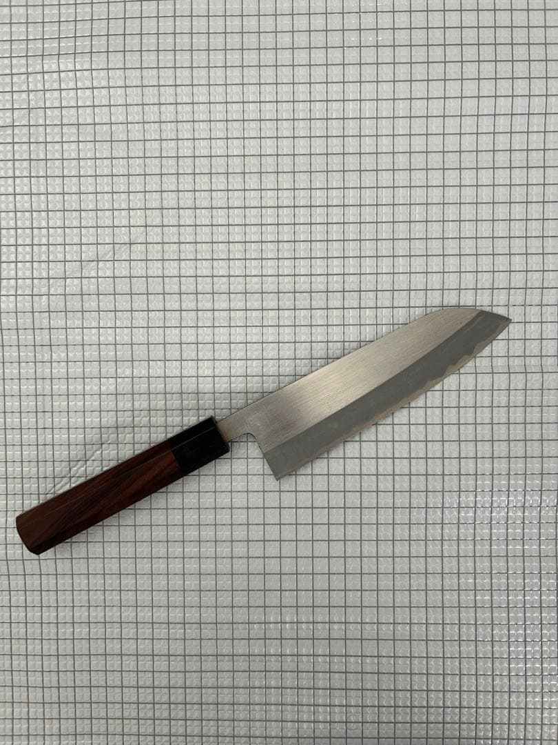 包丁 三徳 165mm 安来鋼青紙二号 紫檀八角柄