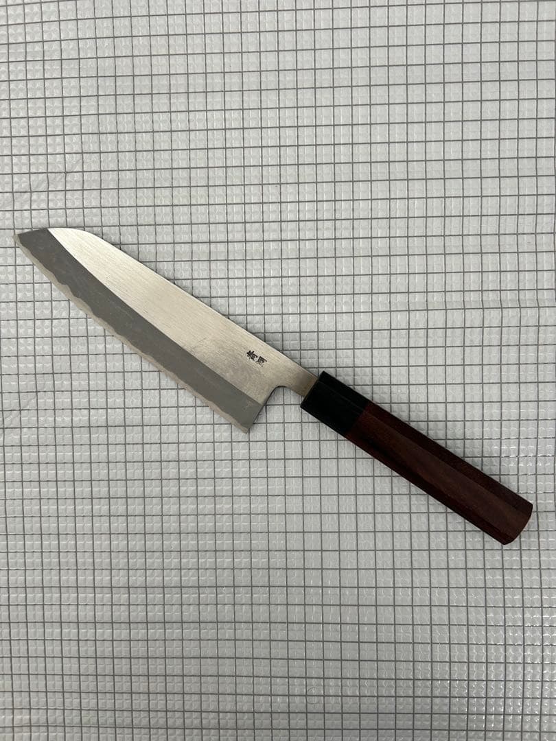 包丁 三徳 165mm 安来鋼青紙二号 紫檀八角柄