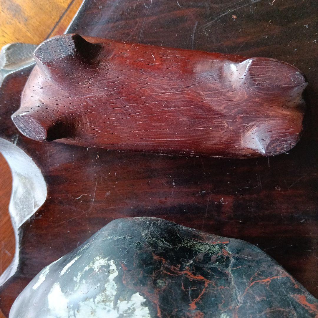 菊花石　天然石 インテリア置物 木製台座付き