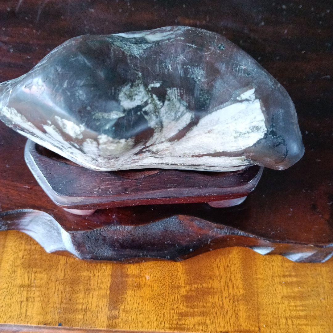 菊花石　天然石 インテリア置物 木製台座付き