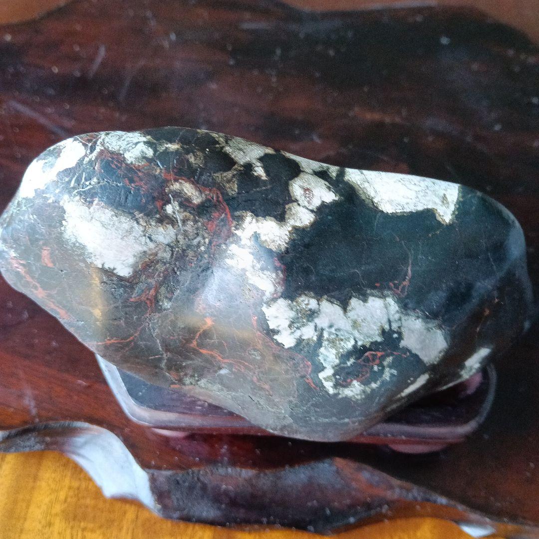 菊花石　天然石 インテリア置物 木製台座付き