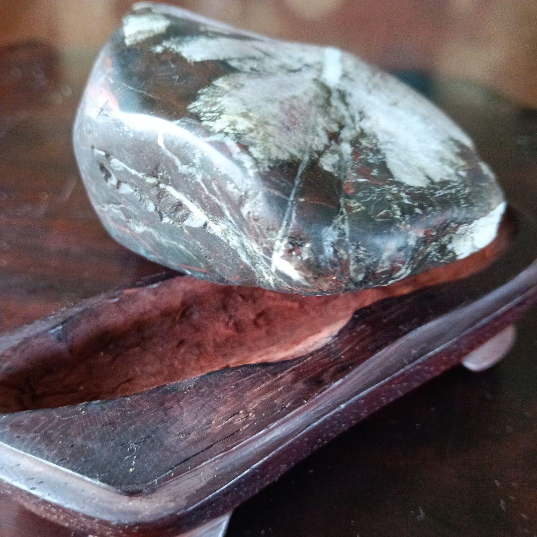 菊花石　天然石 インテリア置物 木製台座付き