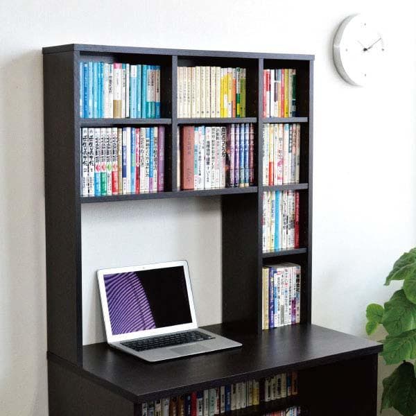 【新品・送料無料】デスク 本棚付き 学習机 書斎机 83幅 ダークブラウン