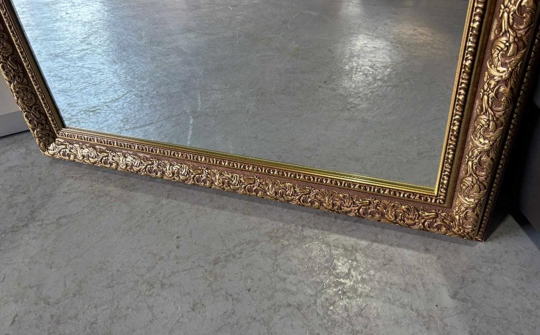 ひかるアンティーク調 ゴールド ミラー 姿見 90cmX180cmUsed