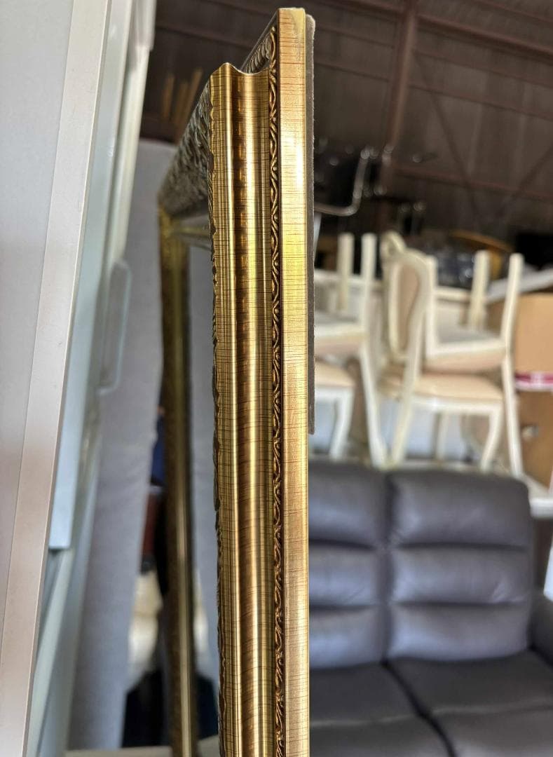 ひかるアンティーク調 ゴールド ミラー 姿見 90cmX180cmUsed