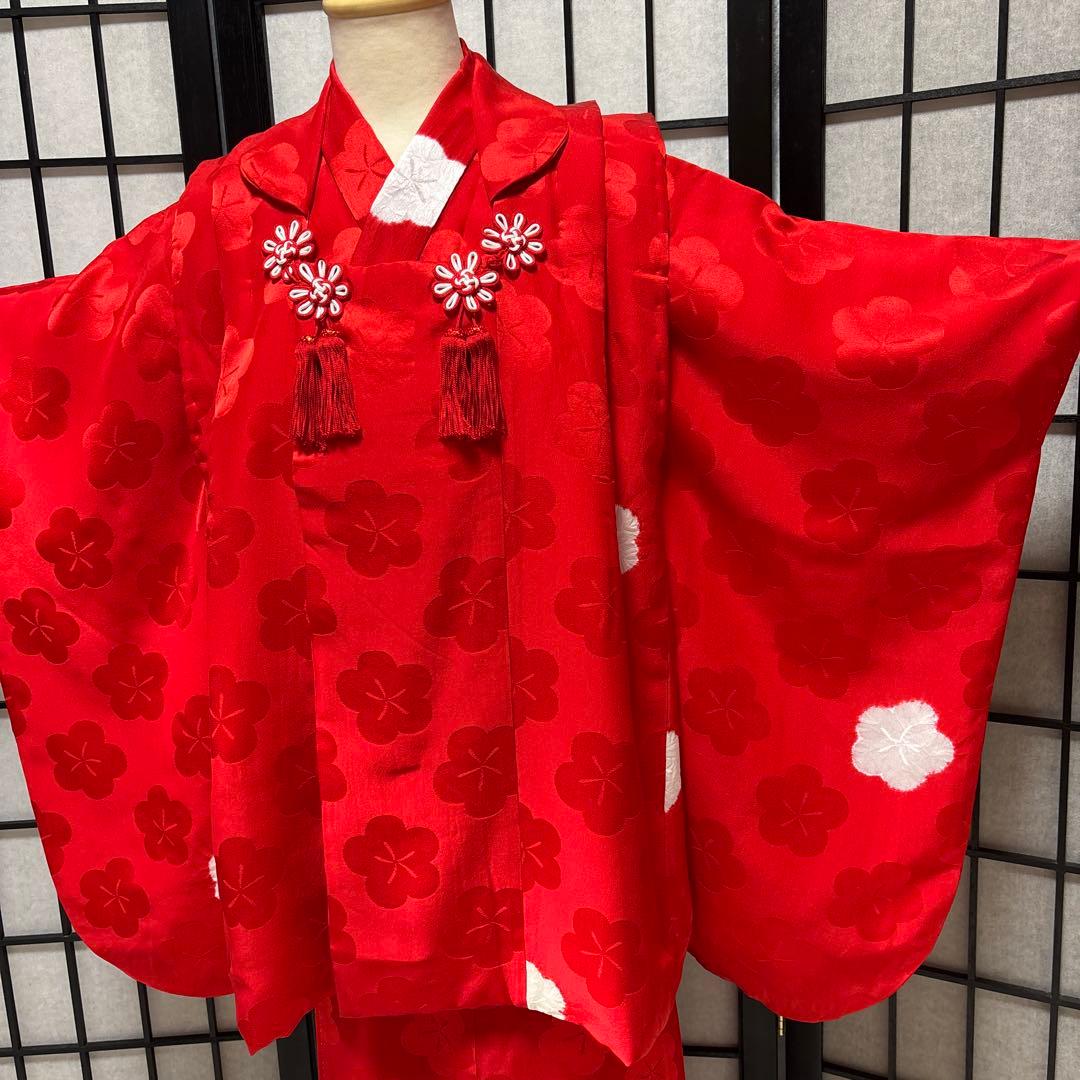 七五三　着物セット　被布　7歳　赤色　白色　美品
