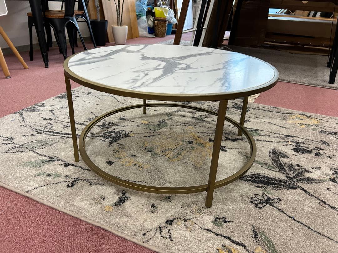 大理石調円形センターテーブル