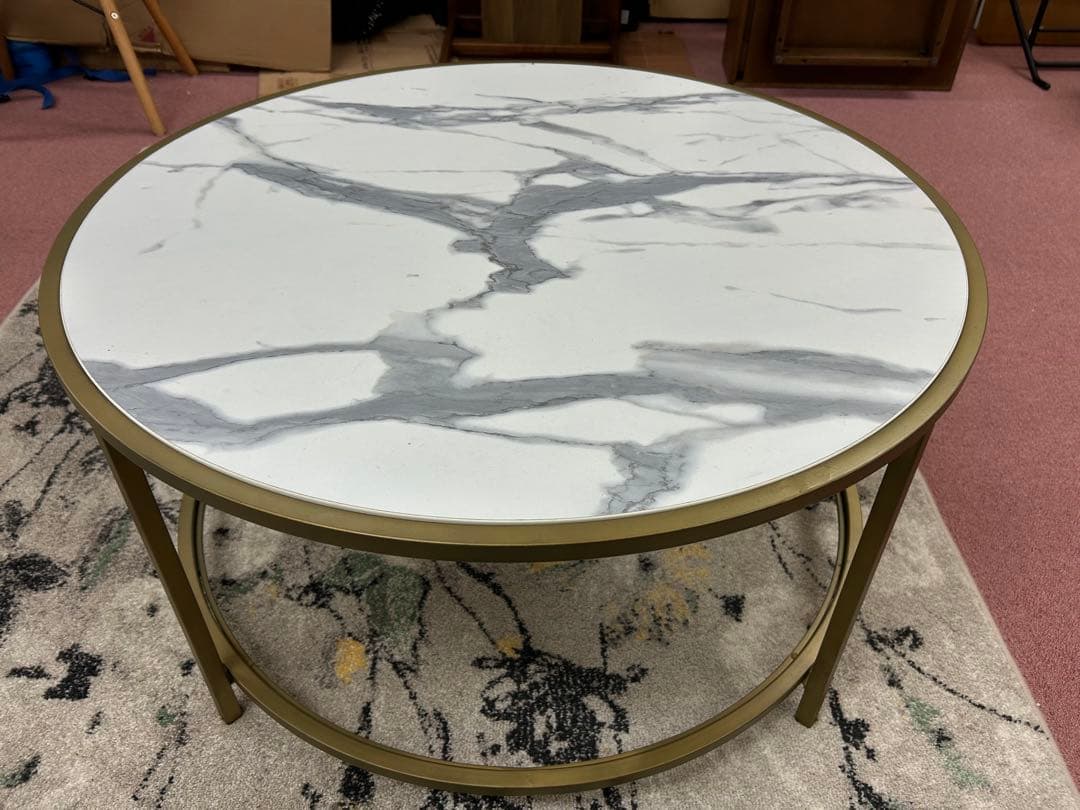 大理石調円形センターテーブル