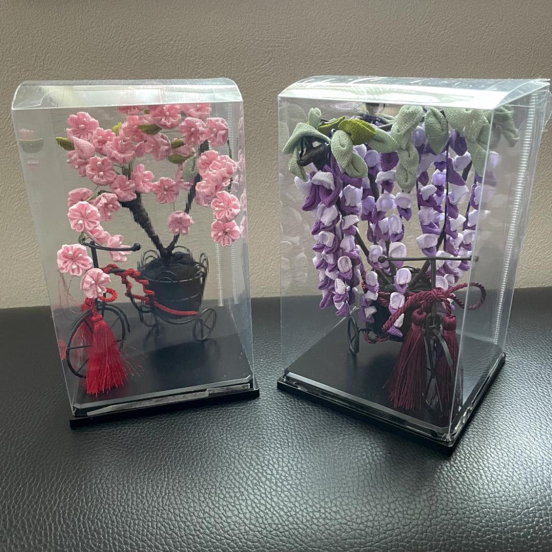 正月　しだれ桜　さくら　ピンク　つまみ細工　ちりめん　和風　桜　インドア花見