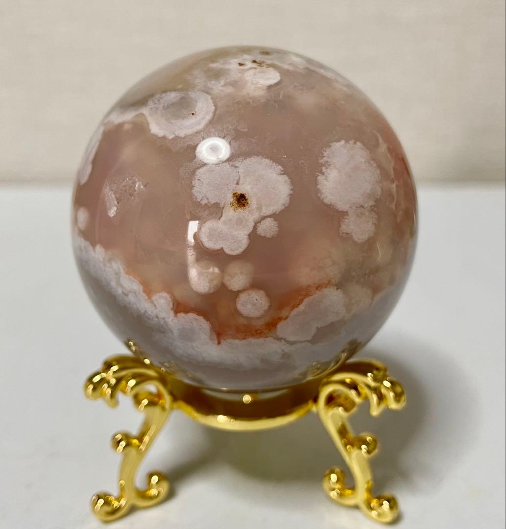 桜アゲート フラワー瑪瑙 スフィア 丸玉 幸運 ラッキー 恋愛運 お花