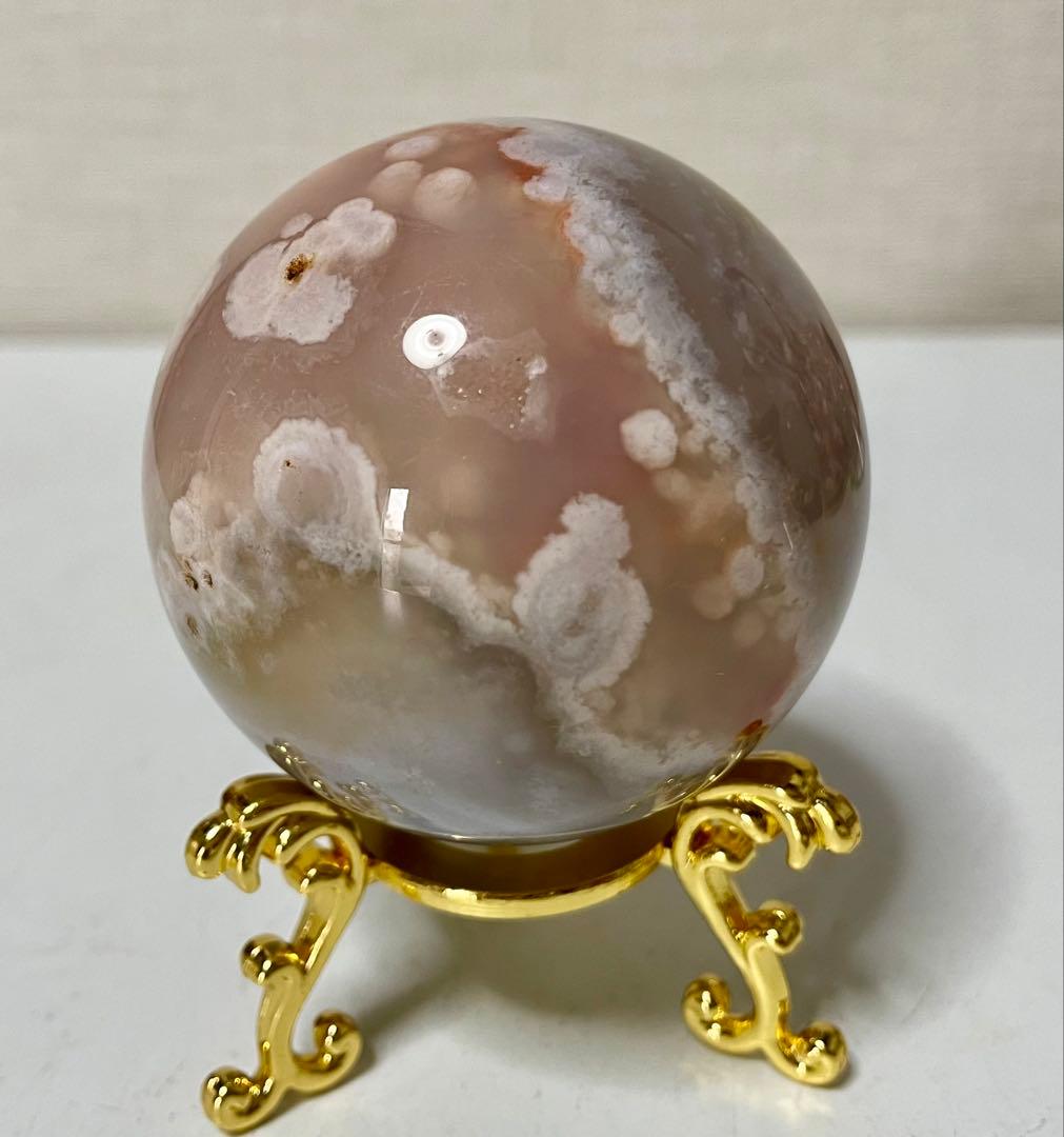 桜アゲート フラワー瑪瑙 スフィア 丸玉 幸運 ラッキー 恋愛運 お花