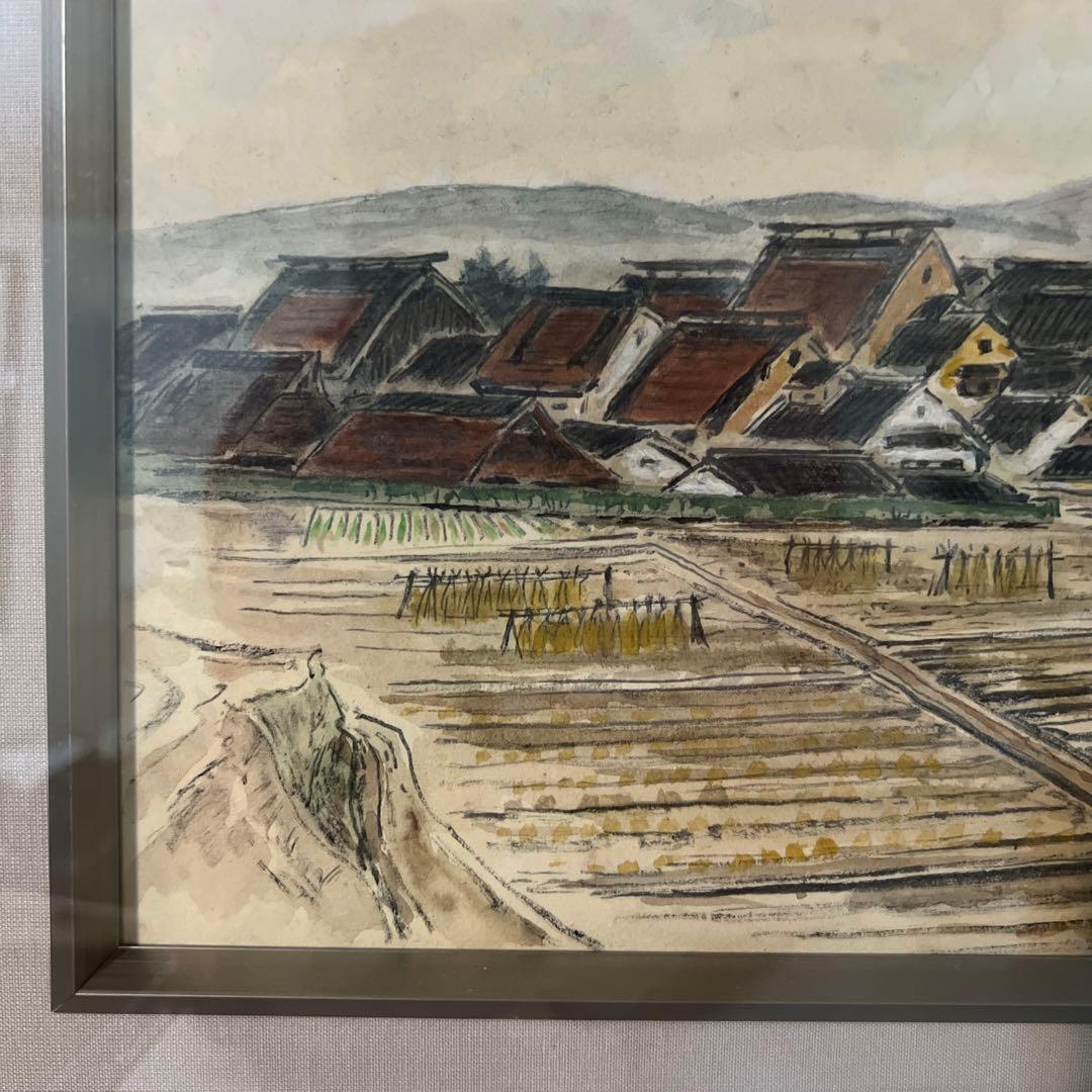 染谷聡之　日本画 風景画 シルバーフレーム 作品