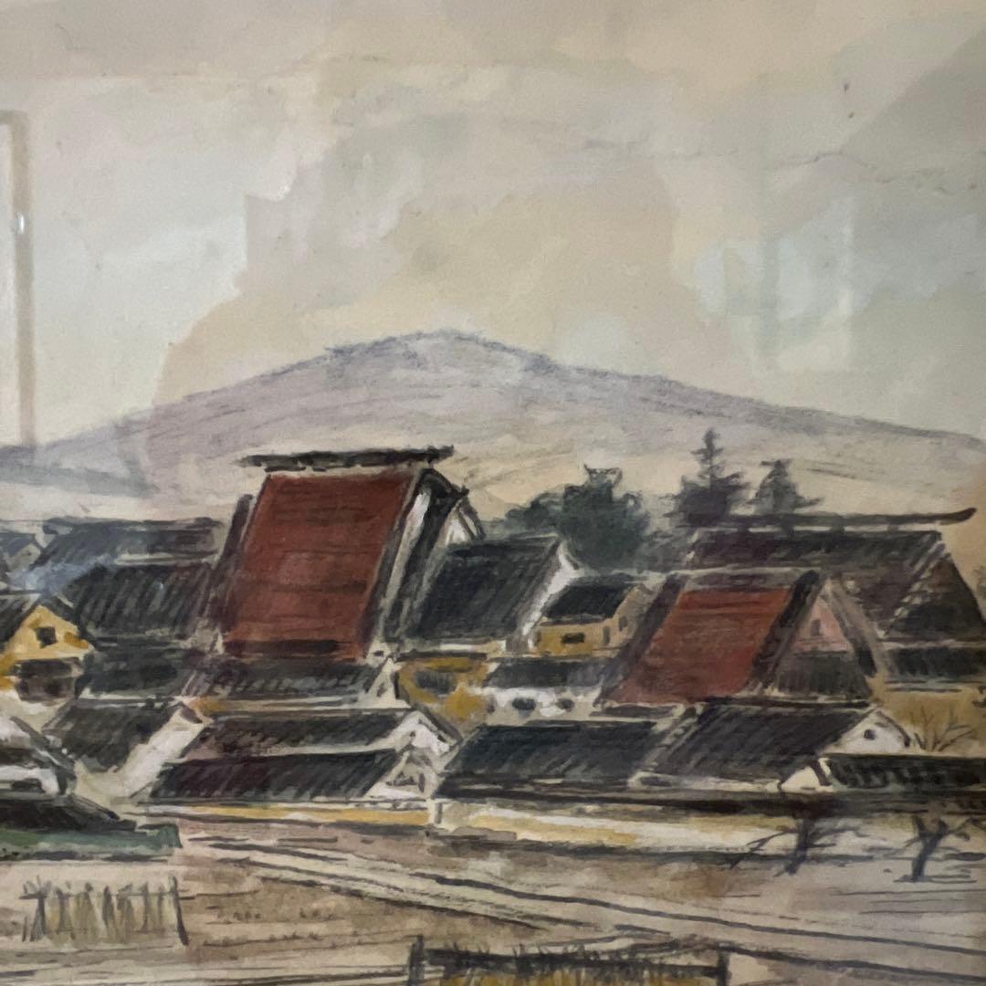 染谷聡之　日本画 風景画 シルバーフレーム 作品