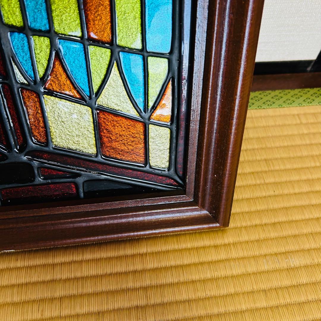 子馬のステンドグラス　パネル　額付き　67センチ✖️48センチ