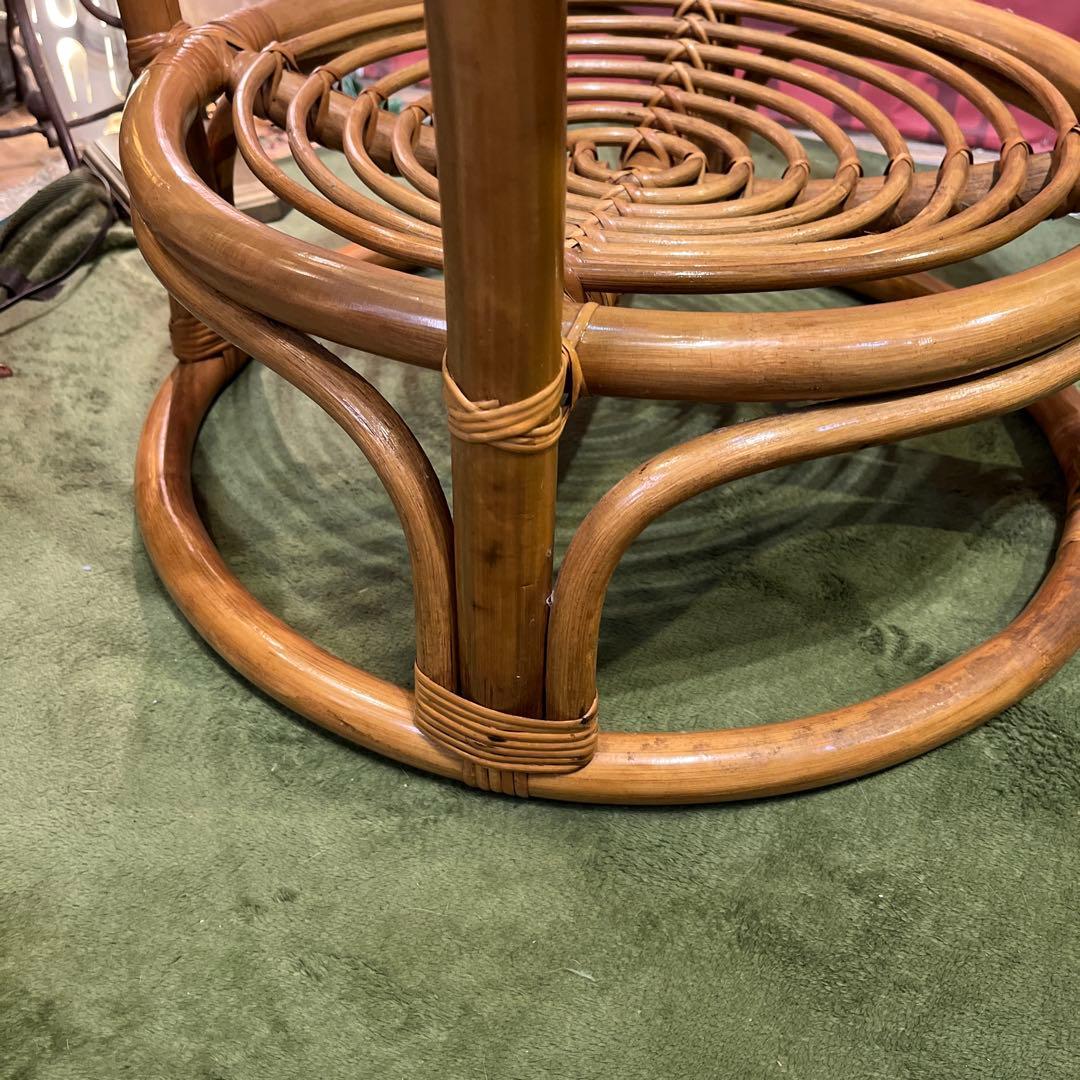 Sale ヴィンテージ ナチュラル　籐ラタンフレーム サイドテーブル 丸テーブル