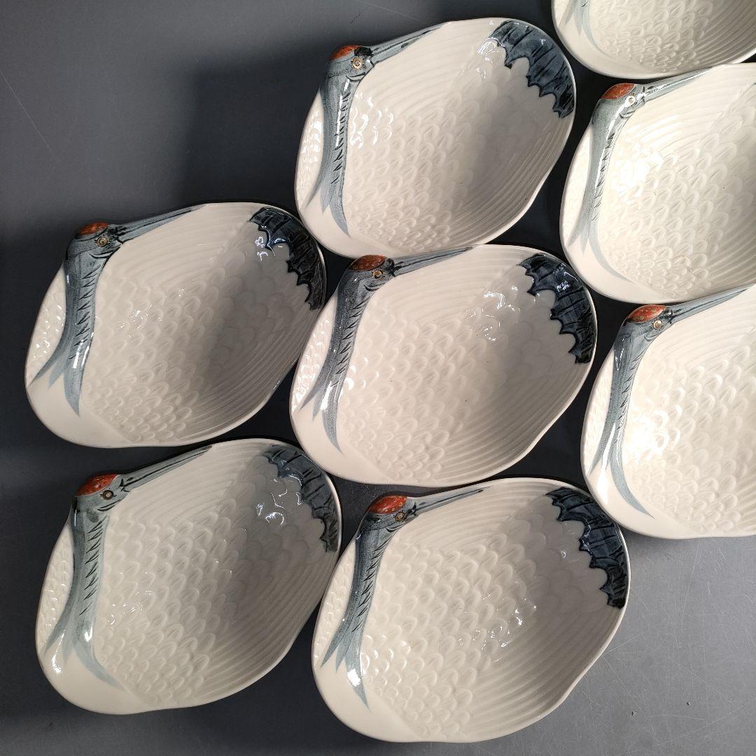 A1292-2/京焼・清水焼/永楽写/巣篭もり鶴向付22客/飾皿/盛皿/懐石道具