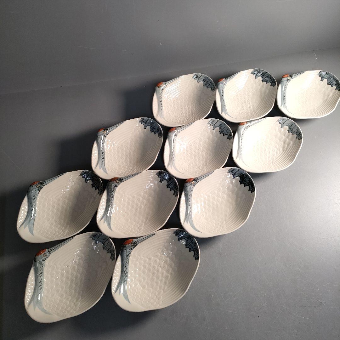 A1292-2/京焼・清水焼/永楽写/巣篭もり鶴向付22客/飾皿/盛皿/懐石道具