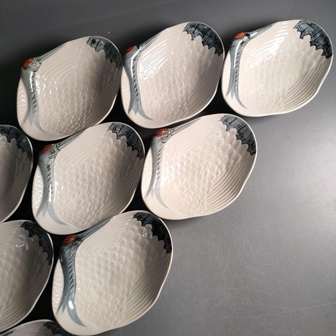 A1292-2/京焼・清水焼/永楽写/巣篭もり鶴向付22客/飾皿/盛皿/懐石道具