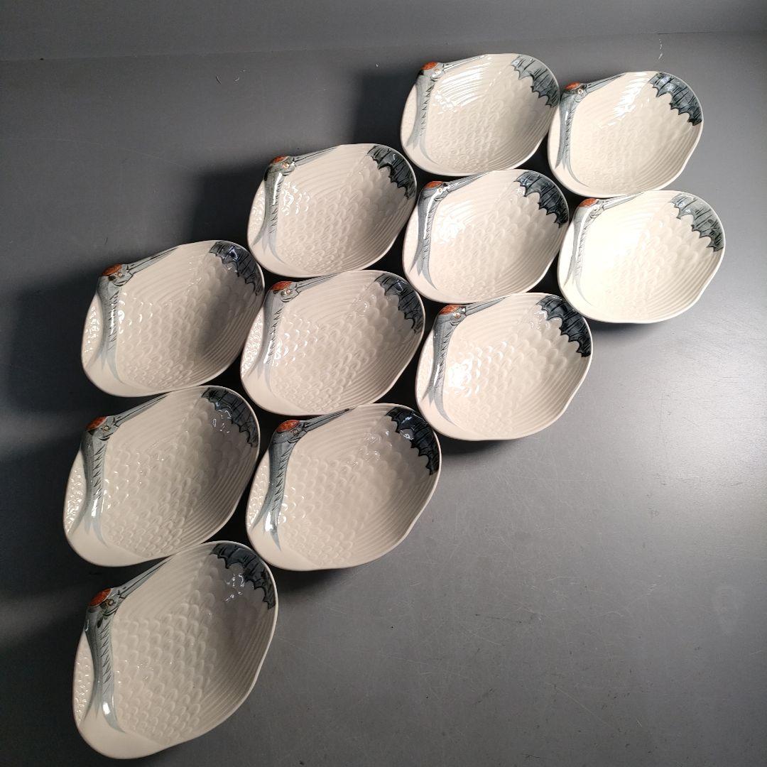 A1292-2/京焼・清水焼/永楽写/巣篭もり鶴向付22客/飾皿/盛皿/懐石道具