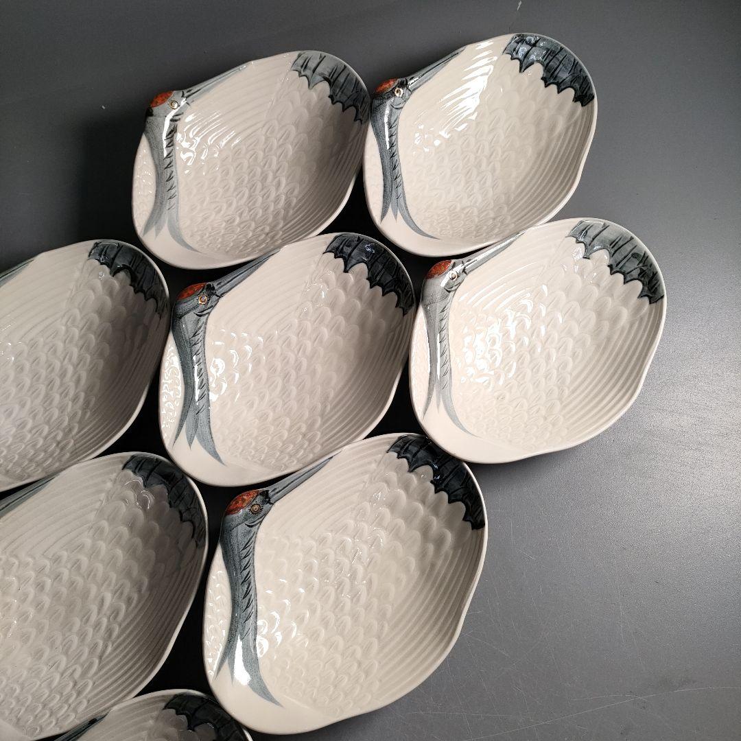 A1292-2/京焼・清水焼/永楽写/巣篭もり鶴向付22客/飾皿/盛皿/懐石道具