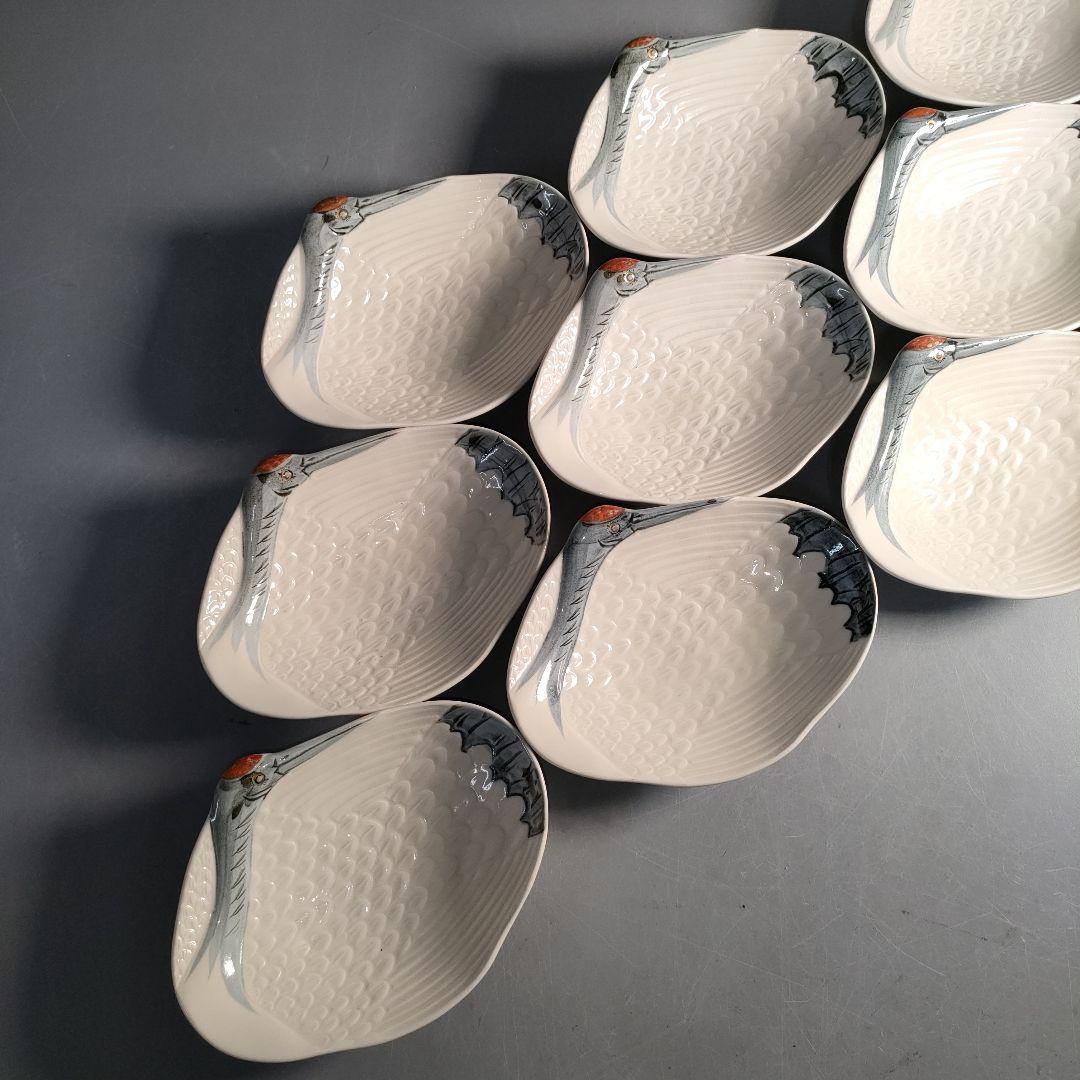 A1292-2/京焼・清水焼/永楽写/巣篭もり鶴向付22客/飾皿/盛皿/懐石道具