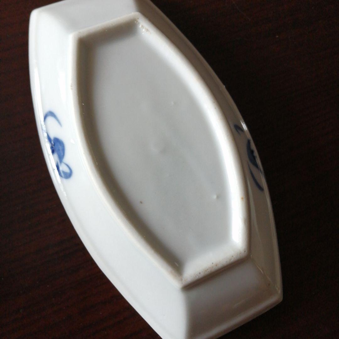 瀬戸焼　笹紋舟形皿　10枚　17.5cm　大正〜昭和初期