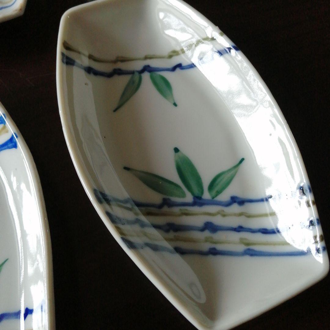 瀬戸焼　笹紋舟形皿　10枚　17.5cm　大正〜昭和初期