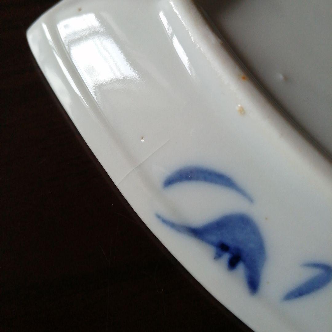 瀬戸焼　笹紋舟形皿　10枚　17.5cm　大正〜昭和初期