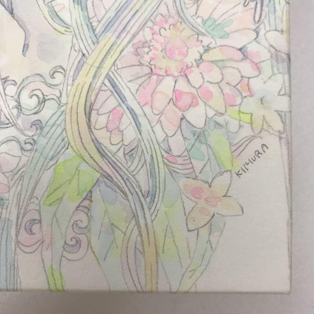 ☆木村智博「可憐」アクリルガッシュ 色鉛筆 鉛筆 額付き