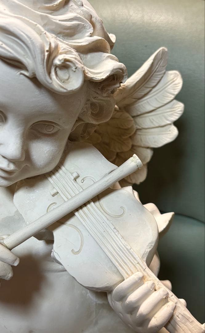 ☆週末大特価☆ホワイト天使のバイオリン像 約50センチ（現状品）