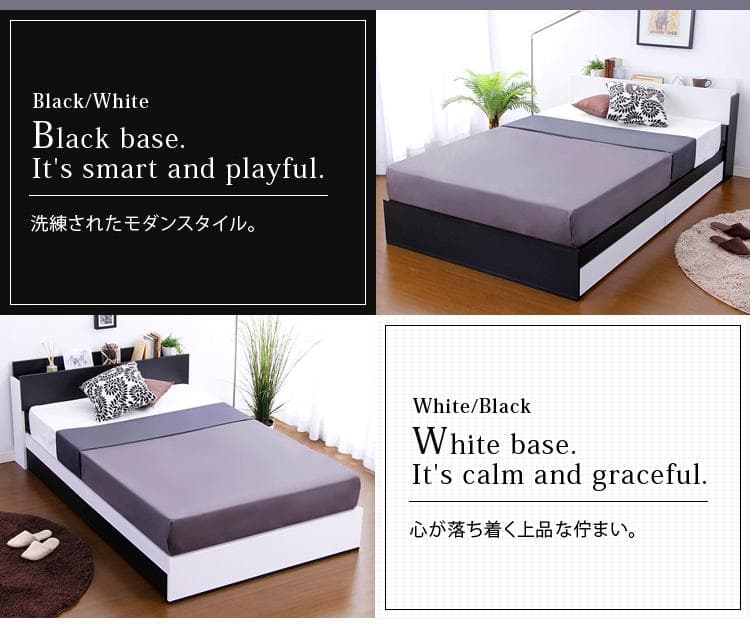 収納付き デザイン シングル ベッド（ロール梱包のボンネルコイルマットレス付き）