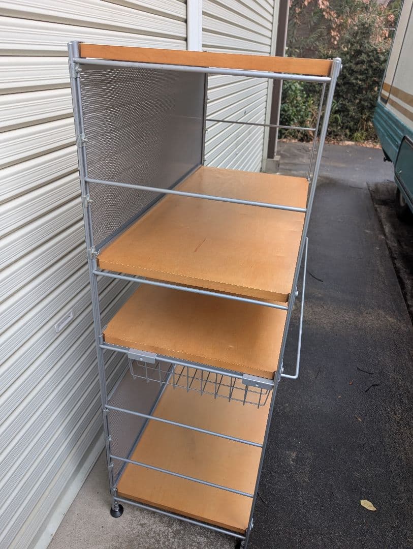 即発送★無印良品シェルフ ワイヤーバスケット付き