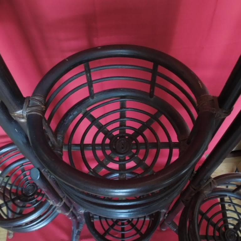 ラタン家具 籐家具 花台 フラワースタンド 黒 アンティーク