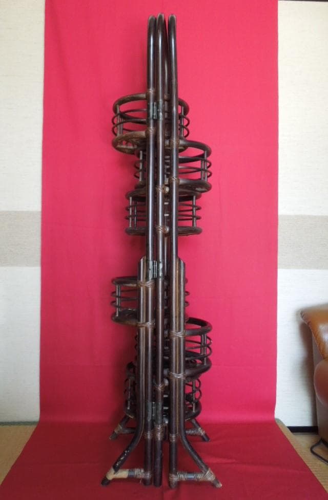 ラタン家具 籐家具 花台 フラワースタンド 黒 アンティーク