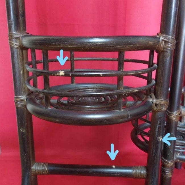 ラタン家具 籐家具 花台 フラワースタンド 黒 アンティーク