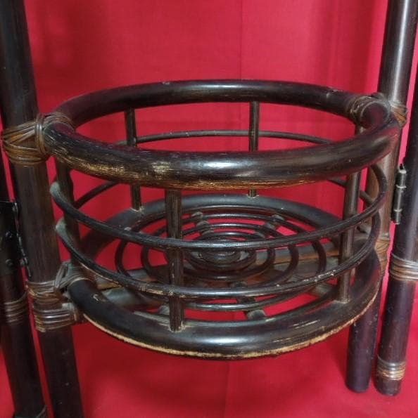 ラタン家具 籐家具 花台 フラワースタンド 黒 アンティーク