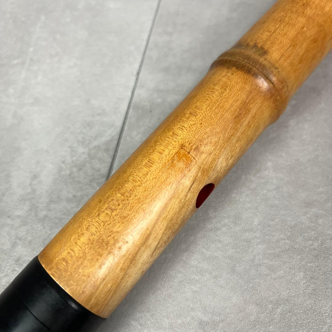 蝴蝶宝 尺八 琴古流 唄口バチ型 1尺9寸 木製 直管 節あり 印あり 現状