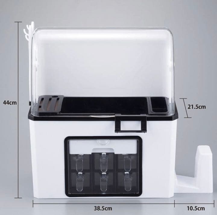 大容量キッチン収納ボックス 21.5 × 49 × 44 cmホワイト×ブラック